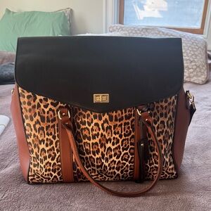 Badgley Mischka Leopard Print and Black Tote